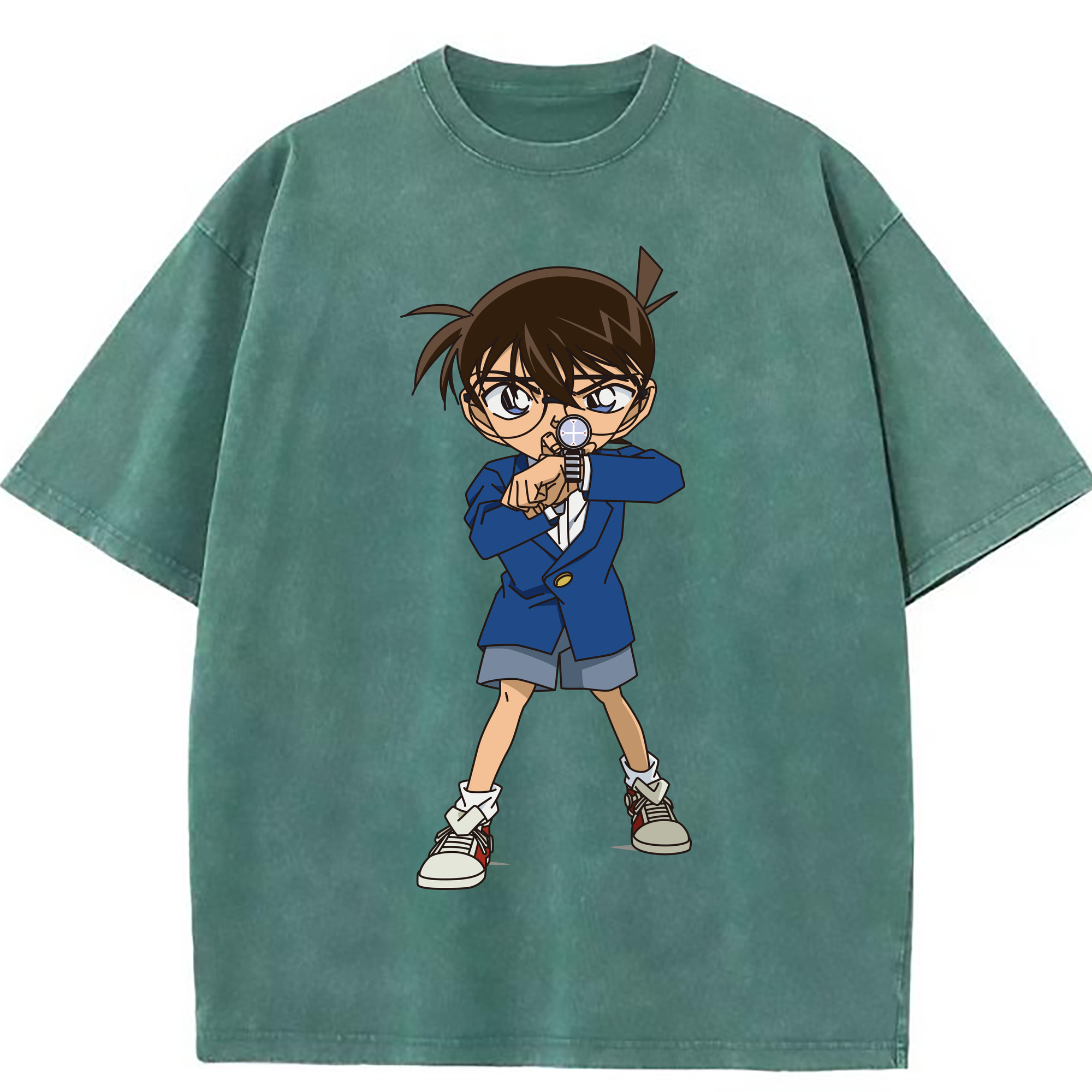 （画像用） 名探偵コナン 江戸川 コナン Detective Conan Conan Edogawa 綿100% ヴィンテージ風 半袖Tシャツ（フロントプリント）